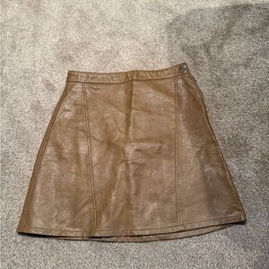 Zara Tan Leather A-Line Skirt